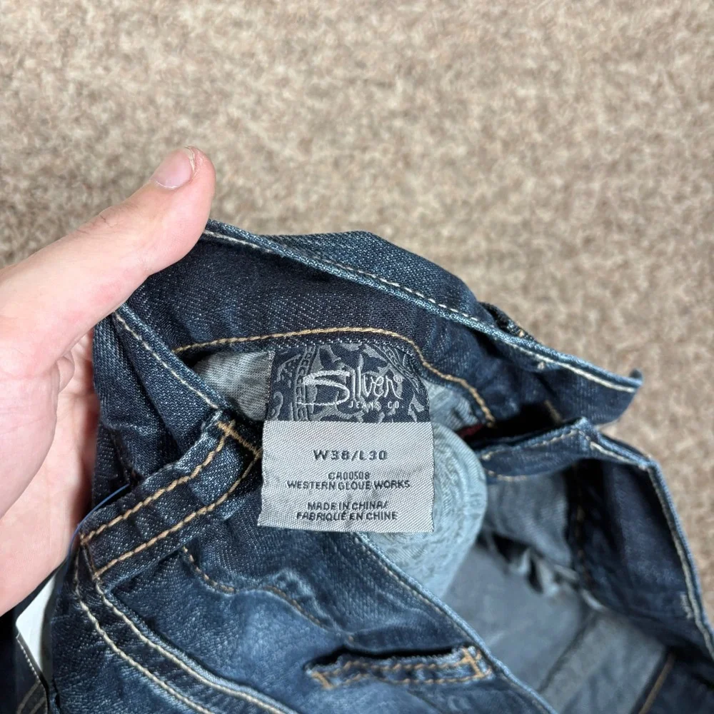 Silver Jeans Co Mens W38 L30  Zac Bootcut‎ Dark Wash Denim Blue Jeans